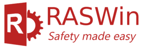 Logo de RASWin, con el slogan "Safety made easy".